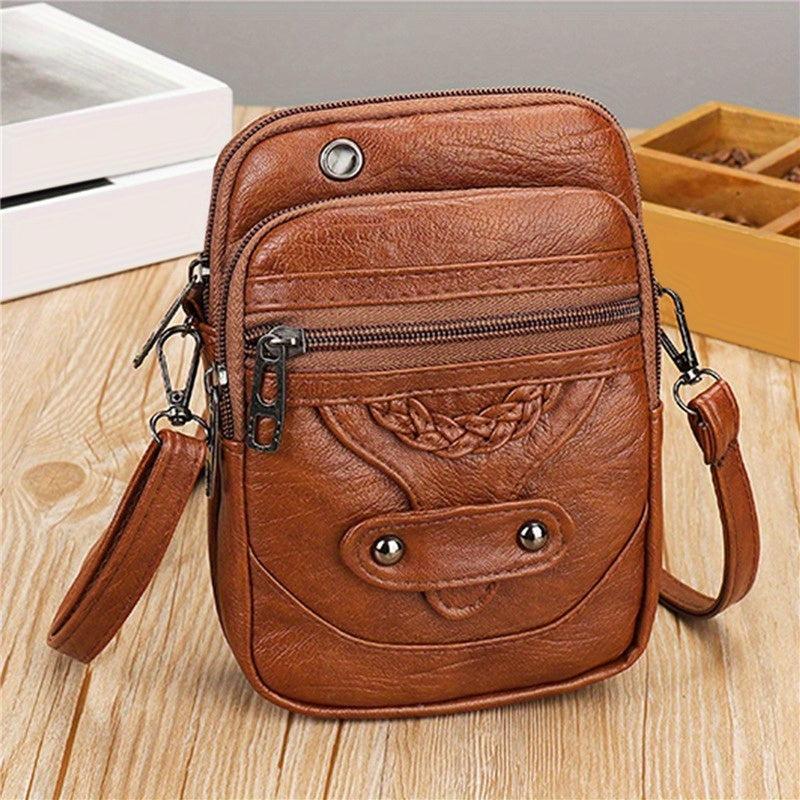 Studded Crossbody Bag Retro Style Mini Square Purse