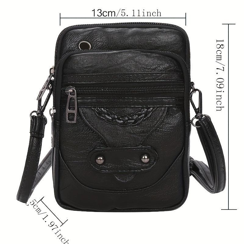 Studded Crossbody Bag Retro Style Mini Square Purse