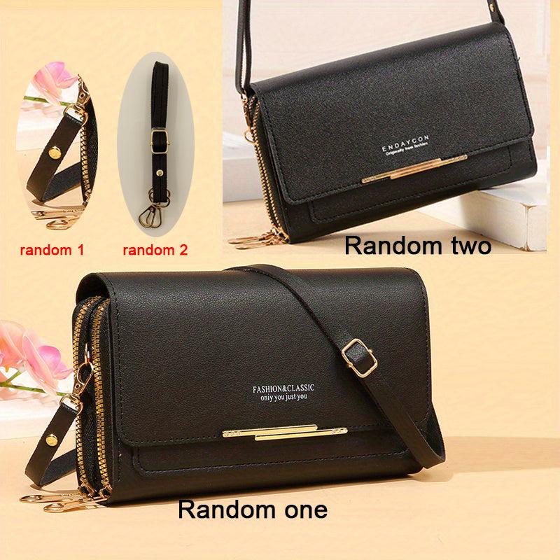 Letter Graphic Crossbody Bag Flap Long Wallet Zipper Around Phone Purses
