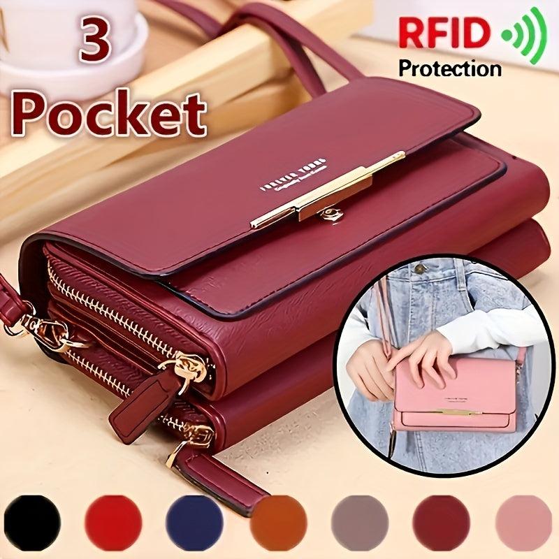 Letter Graphic Crossbody Bag Flap Long Wallet Zipper Around Phone Purses