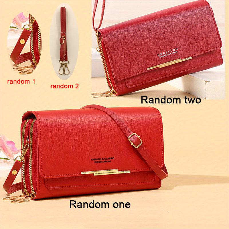 Letter Graphic Crossbody Bag Flap Long Wallet Zipper Around Phone Purses
