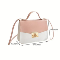 Contrast Crossbody Bag Square Handbags Women's Buckle Decor Shoulder Purse