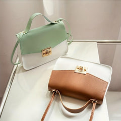 Contrast Crossbody Bag Square Handbags Women's Buckle Decor Shoulder Purse
