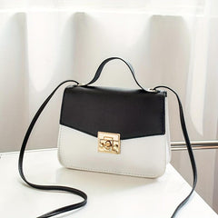 Contrast Crossbody Bag Square Handbags Women's Buckle Decor Shoulder Purse