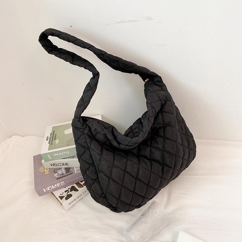 Quilted Puffer Hobo Bag Women's Large Shoulder Purse