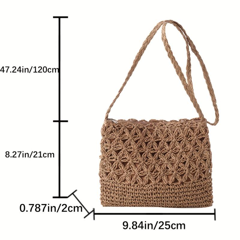 Straw Summer Beach Bag Crossbody Shoulder Bag For Women