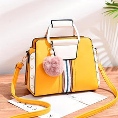 Faux Pearl Crossbody Bag with Pompom Decor