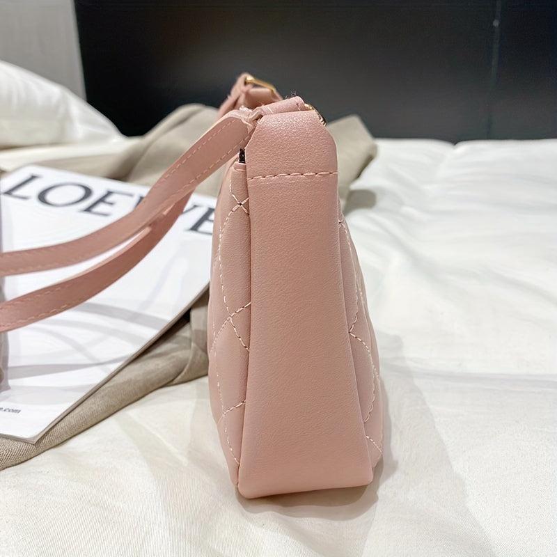 Argyle Quilted Underarm Bag Women's PU Leather Square Purse