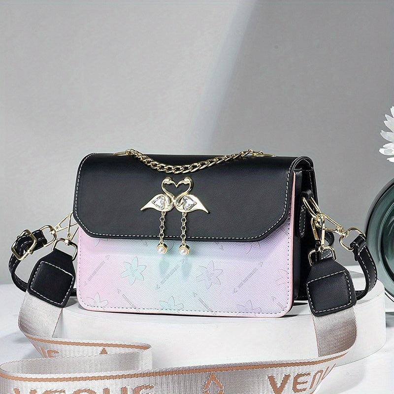 Flower Embossed Gradient Shoulder Bag