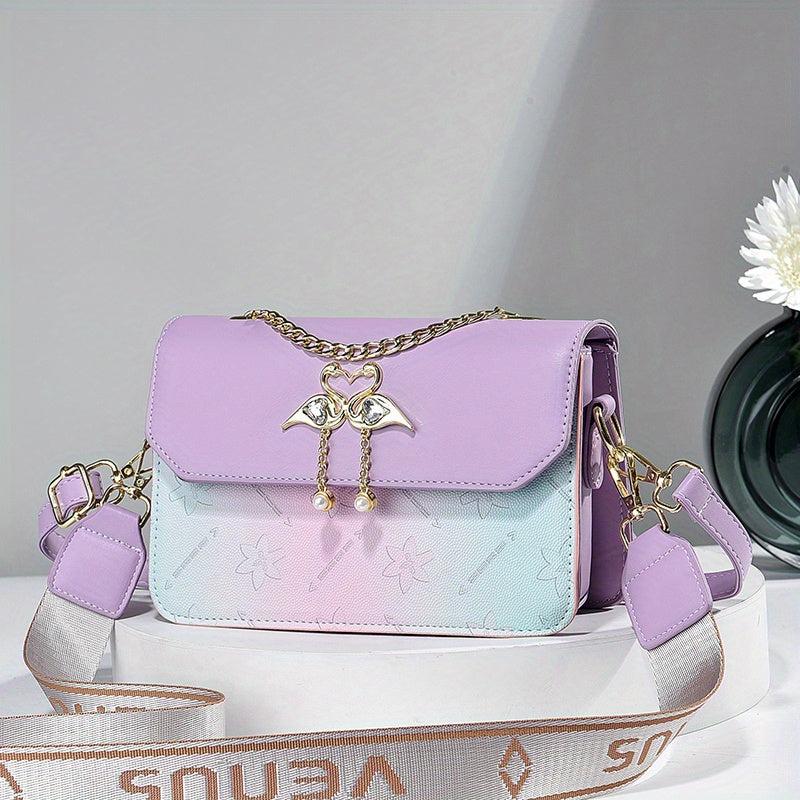 Flower Embossed Gradient Shoulder Bag