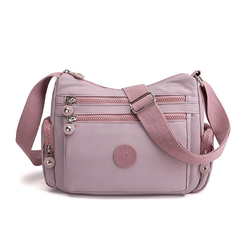 Solid Canvas Shoulder Bag Casual Messenger Bag With Zipper