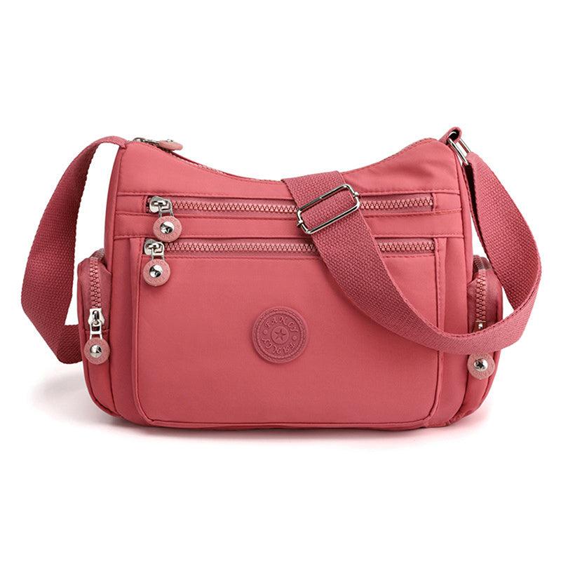 Solid Canvas Shoulder Bag Casual Messenger Bag With Zipper