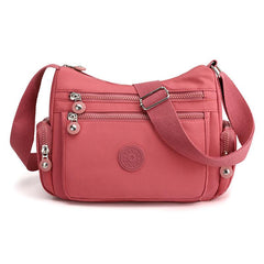 Solid Canvas Shoulder Bag Casual Messenger Bag With Zipper