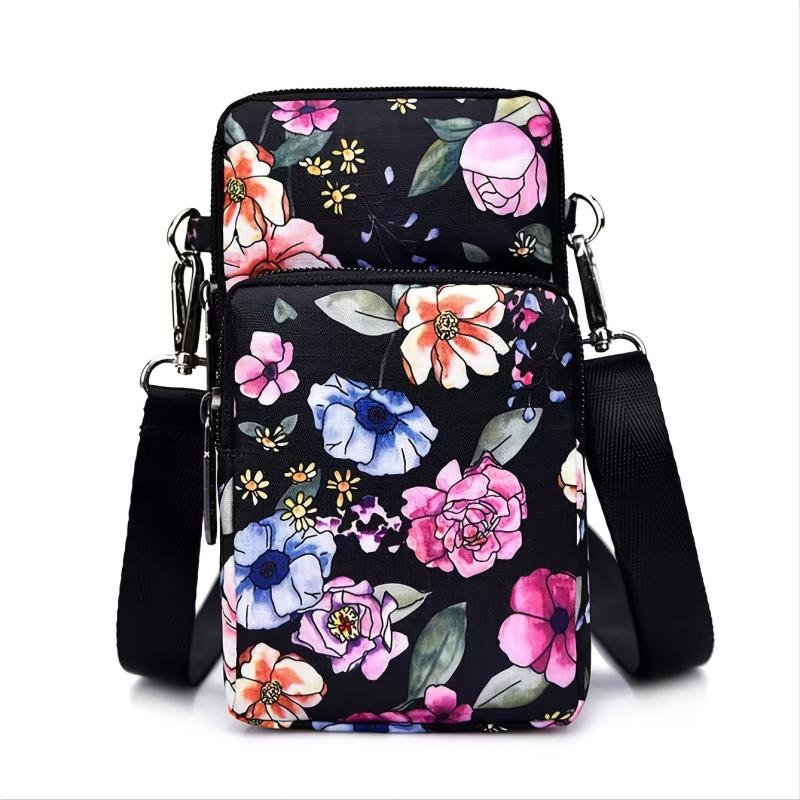 Neon Floral Print Crossbody Bag