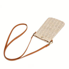Straw Shoulder Bag Solid Crossbody Bag All Match Phone Storage Bag