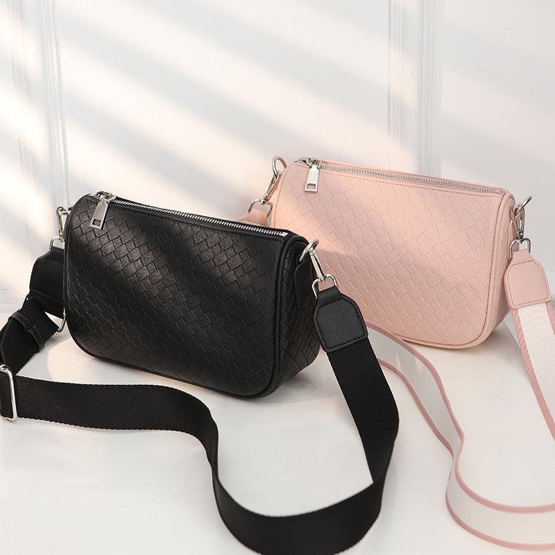 Stylish Woven Crossbody Bag PU Shoulder Handbag