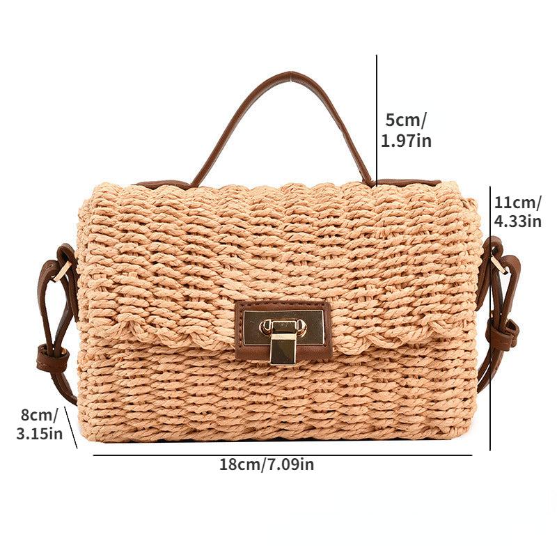 Vintage Woven Straw Bag for Women Crossbody Boho Handbag