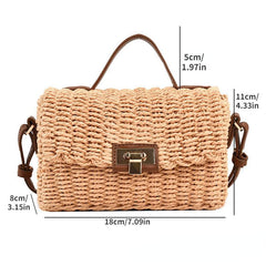 Vintage Woven Straw Bag for Women Crossbody Boho Handbag