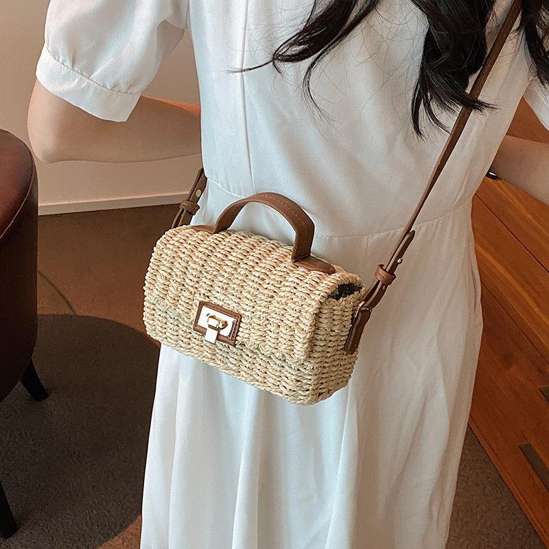 Vintage Woven Straw Bag for Women Crossbody Boho Handbag