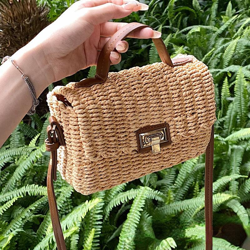 Vintage Woven Straw Bag for Women Crossbody Boho Handbag
