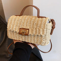 Vintage Woven Straw Bag for Women Crossbody Boho Handbag