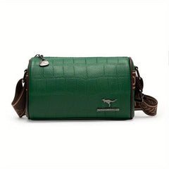 Crocodile Crossbody Bag with Letter Strap and Zipper Closure
