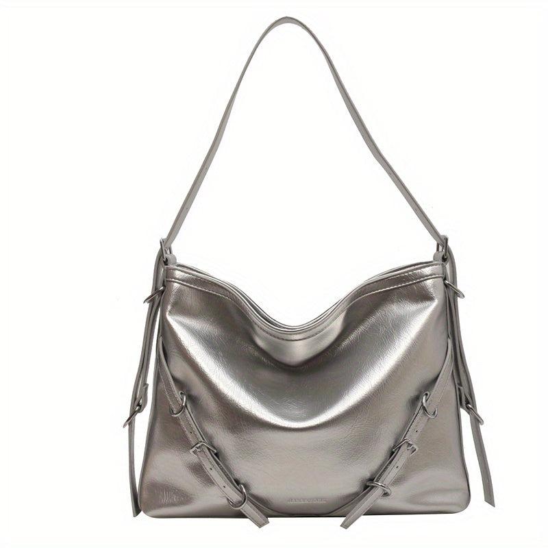Large Capacity Casual Tote Bag Faux Leather Hobo Bag Women's
