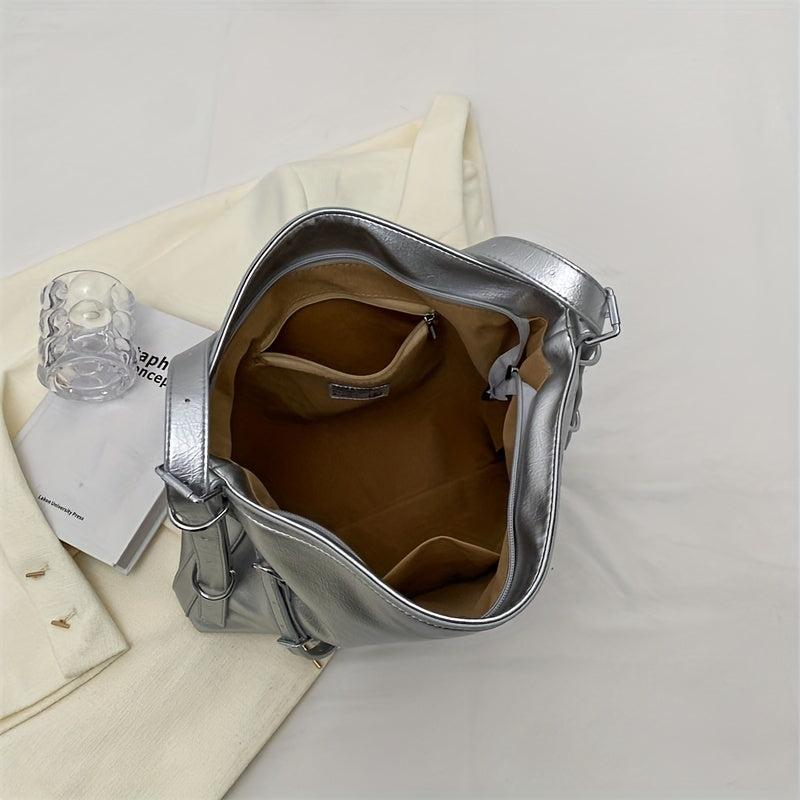 Large Capacity Casual Tote Bag Faux Leather Hobo Bag Women's