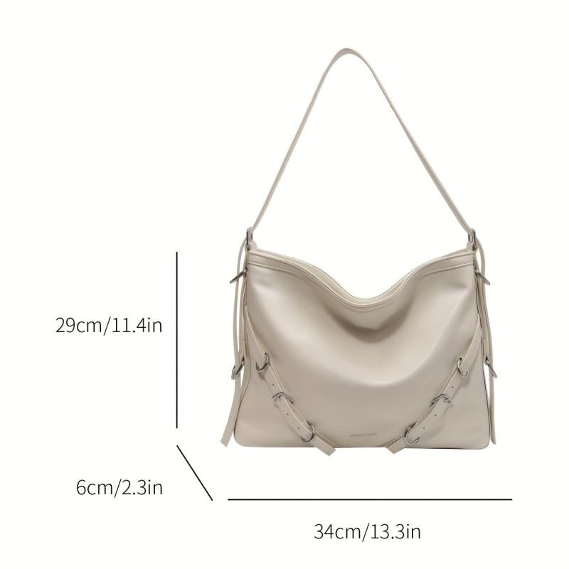 Large Capacity Casual Tote Bag Faux Leather Hobo Bag Women's