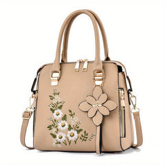Women's Flower Embroidered Tote Bag Shoulder Bag