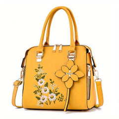 Women's Flower Embroidered Tote Bag Shoulder Bag