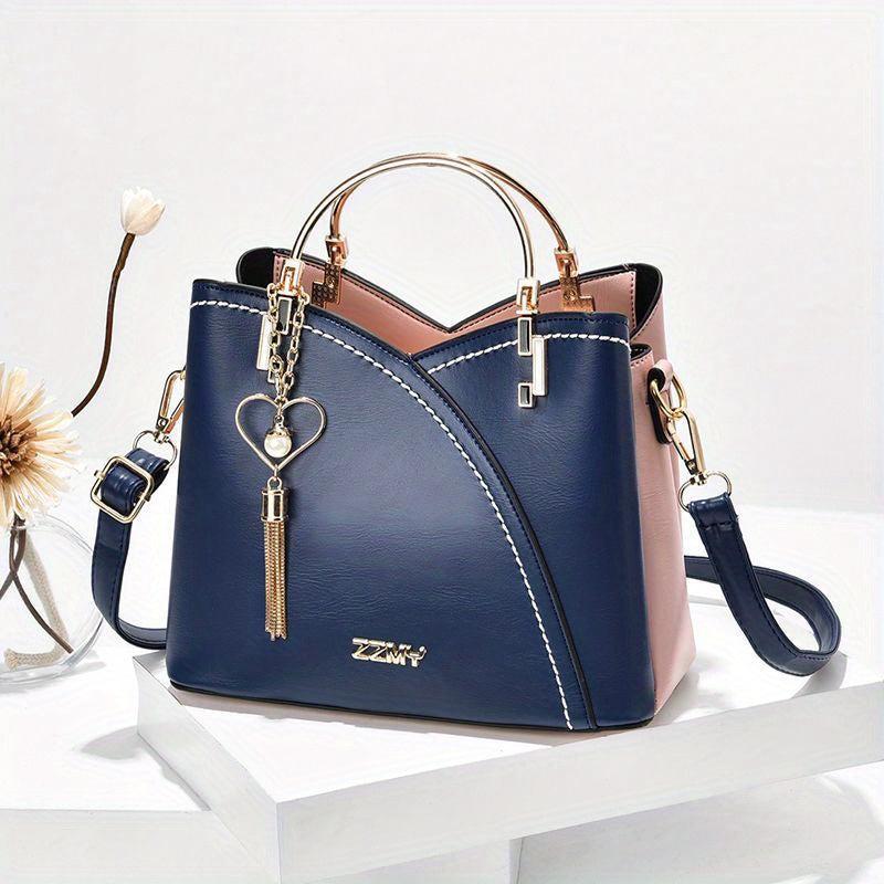 Top Ring Satchel Purse Tassel Decor Crossbody Bag For Women