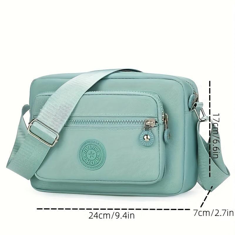 Casual Nylon Crossbody Bag Wide Strap Pocket Purse Waterproof