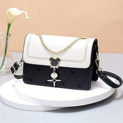 Heart Embroidery Crossbody Bag Chain Decor Shoulder Bag for Women