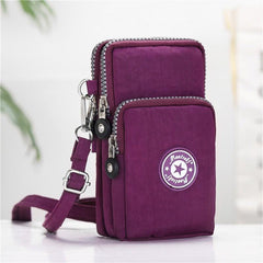 Nylon Crossbody Bag Mini Zipper Wrist Coin Purse For Sports