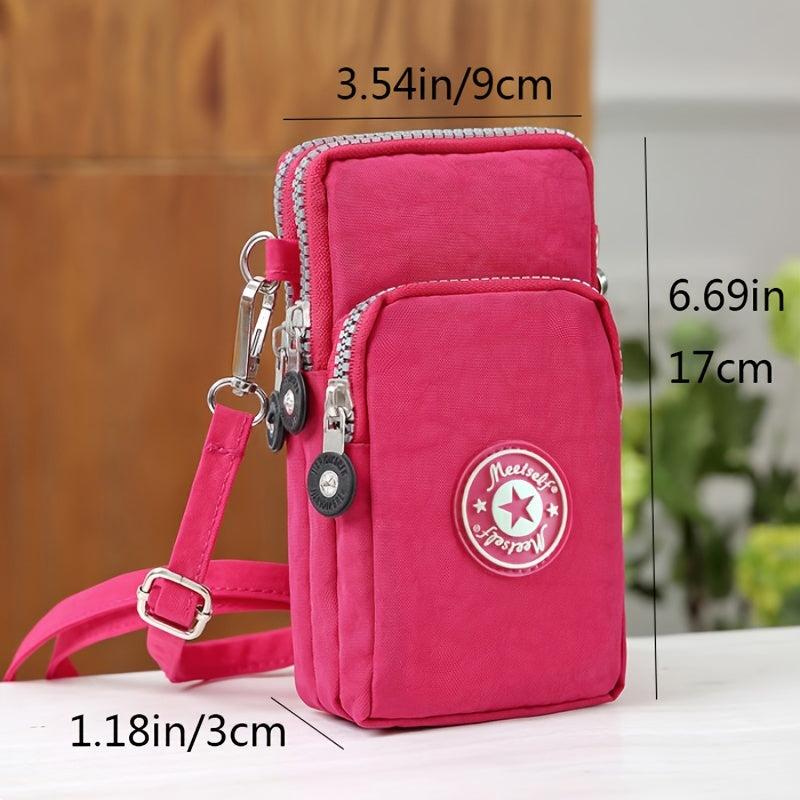 Nylon Crossbody Bag Mini Zipper Wrist Coin Purse For Sports