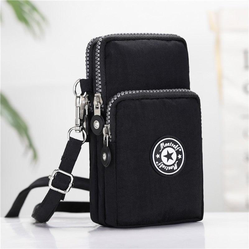 Nylon Crossbody Bag Mini Zipper Wrist Coin Purse For Sports