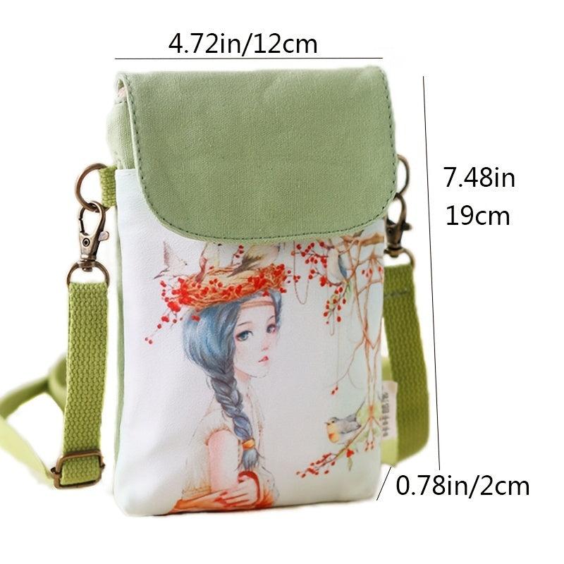 Animal Pattern Canvas Crossbody Bag for Women