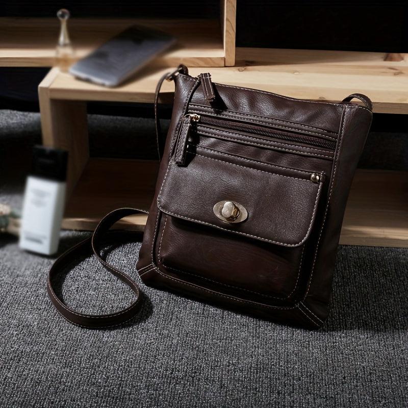 Stylish Zipper Shoulder Bag Faux Leather Crossbody Solid Color
