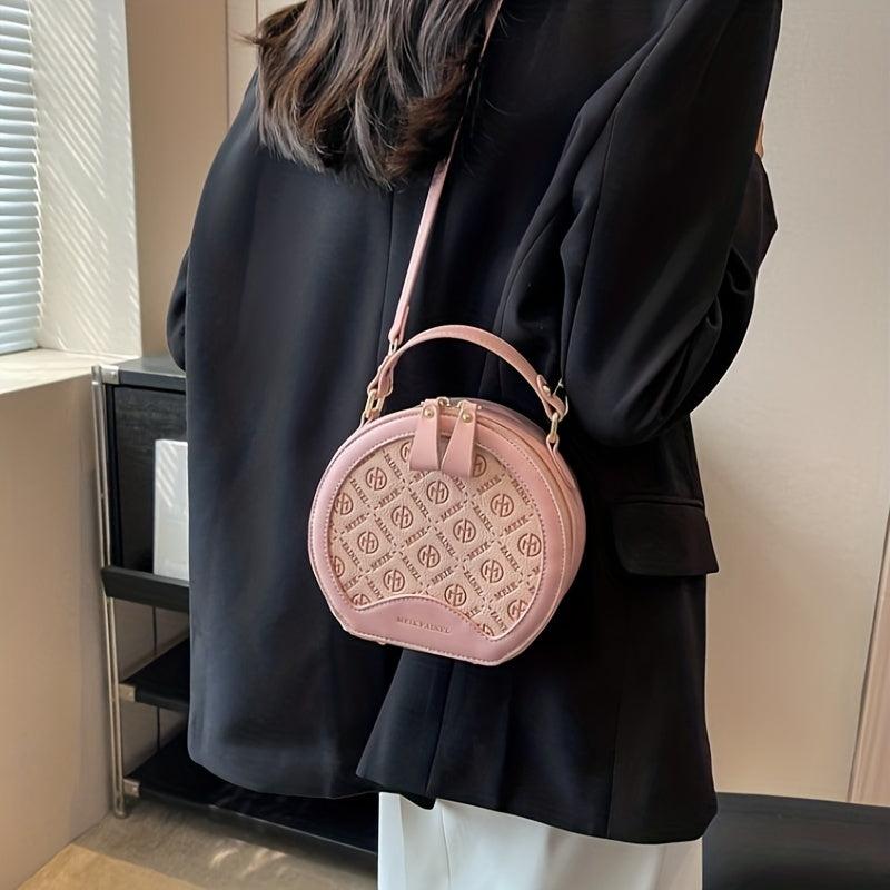 Vintage Round Crossbody Bag Geometric Print Shoulder Bag