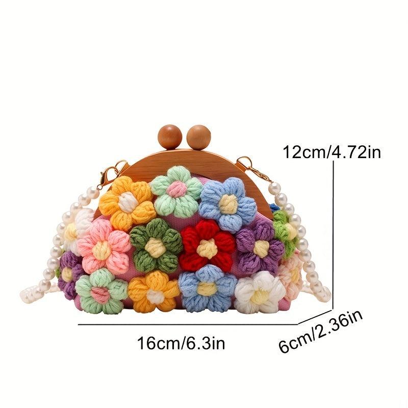 Boho Style Crochet Flower Handbag Crossbody Bag