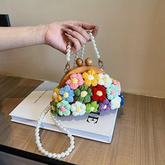 Boho Style Crochet Flower Handbag Crossbody Bag