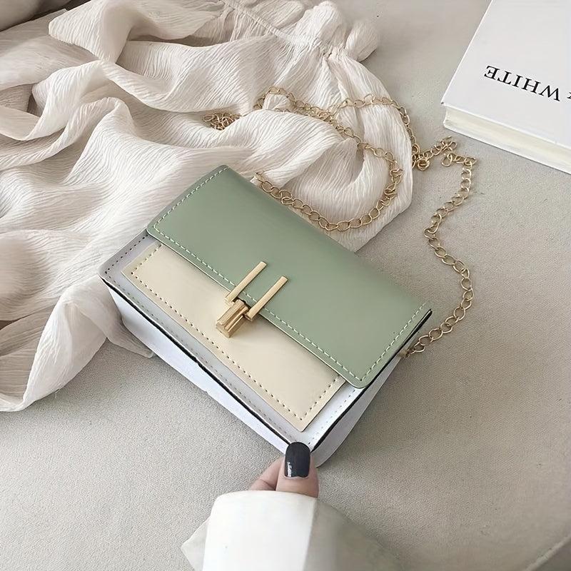 Chain Crossbody Bag Square Shoulder Bag Women's Small PU Flap Purse