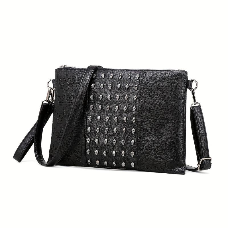 Gothic Skull Rivet Studded Crossbody Bag Y2K Punk Shoulder Bag
