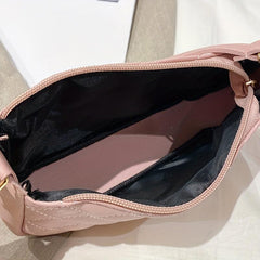 Quilted Zipper Crossbody Bag PU Leather Textured Bag Purse