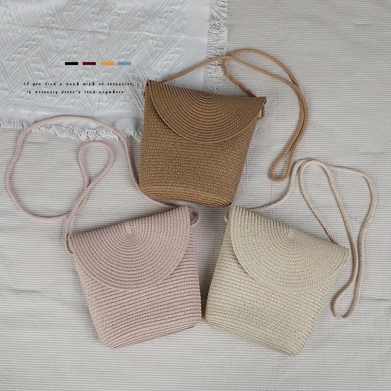 Straw Woven Crossbody Bag Boho Style Shoulder Bag For Women