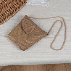 Straw Woven Crossbody Bag Boho Style Shoulder Bag For Women
