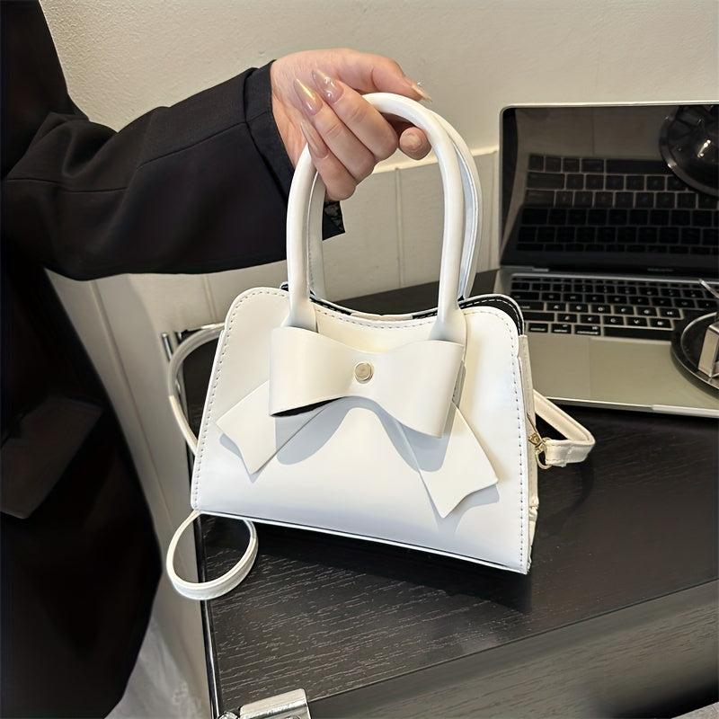 Bowknot Decor Shoulder Bag Minimalist Satchel Bag