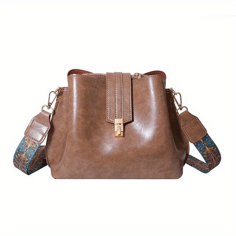 Ethnic Strap Crossbody Bucket Bag Retro Style