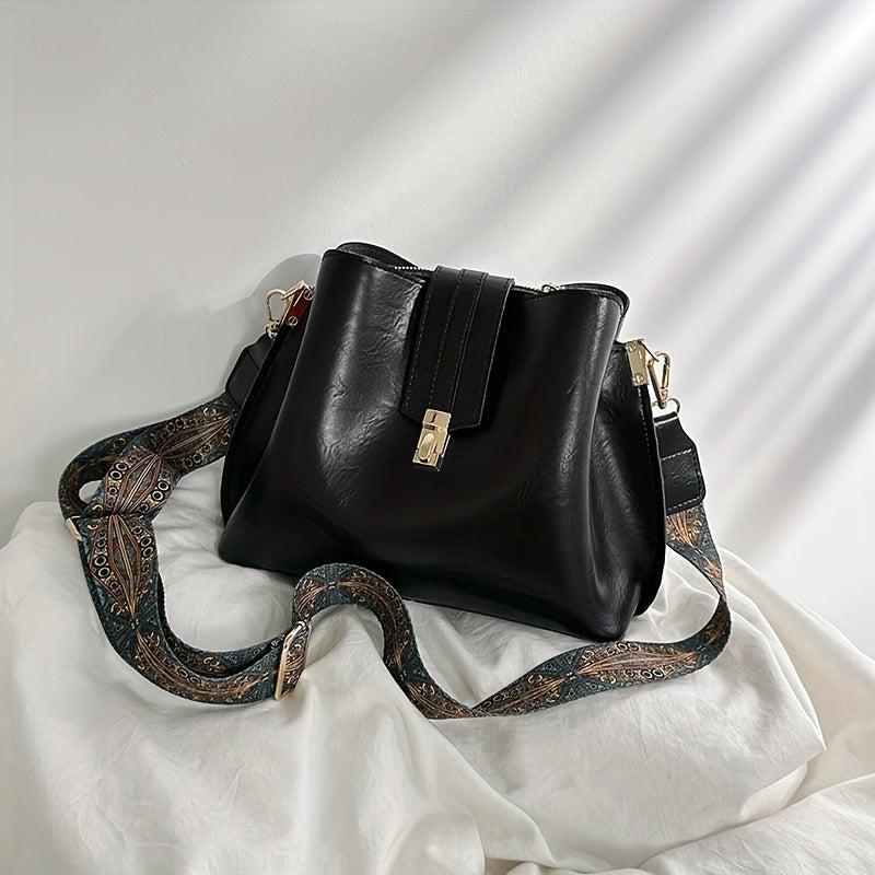 Ethnic Strap Crossbody Bucket Bag Retro Style